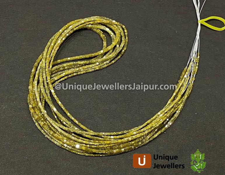 Yellow Diamond Faceted Cylinder Beads