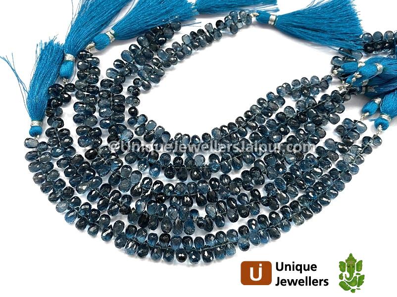 London Blue Topaz Faceted Drops Beads