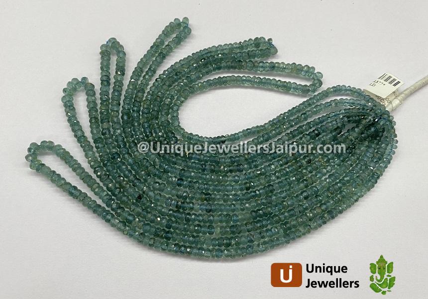 Bluish Green Tourmaline Far Faceted Roundelle Beads