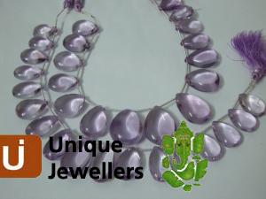 Pink Amethyst Plain Pear Beads