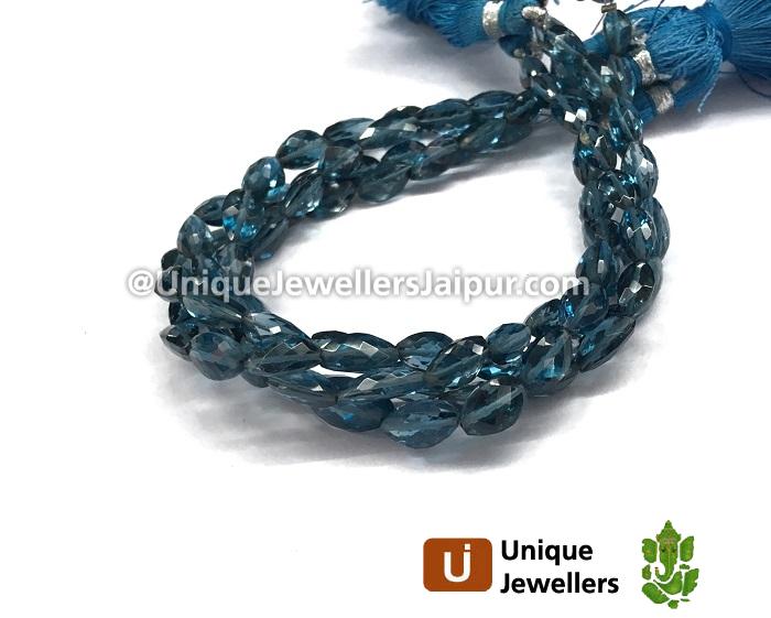 London Blue Topaz Faceted Cardamom Beads