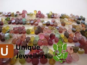 Multi Tourmaline Plain Pear Beads