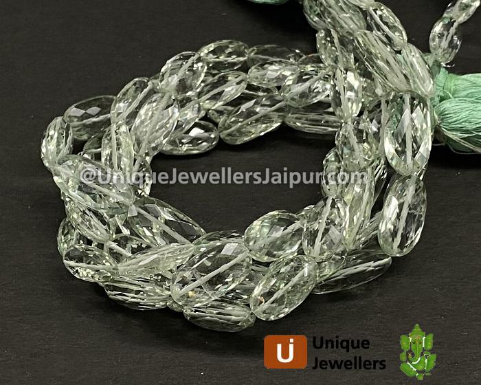 Green Amethyst Faceted Long Oval Beads