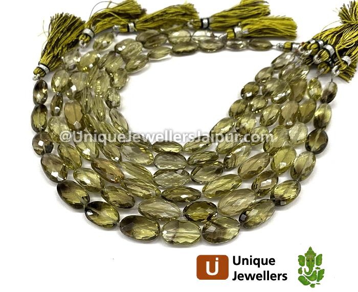 Bi Lemon Quartz Faceted Long Oval Beads