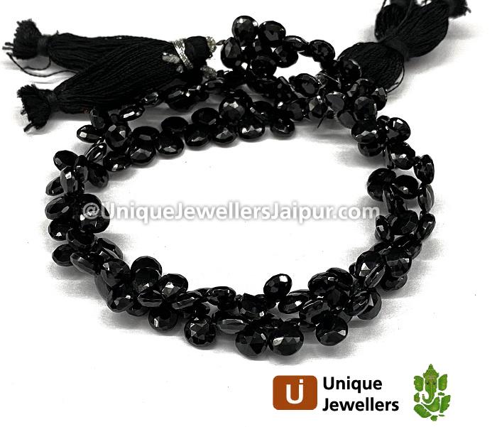 Black Spinel Briollete Heart Beads