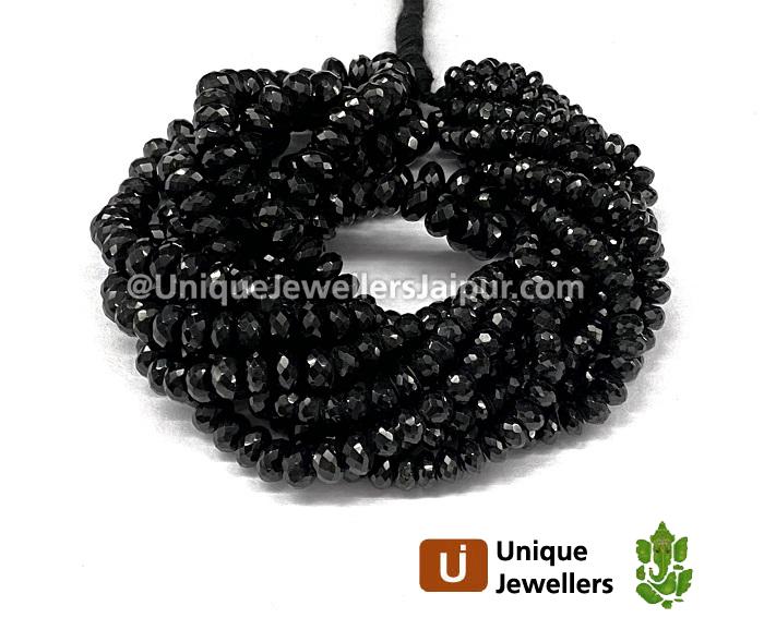 Black Spinel Far Faceted Roundelle Beads