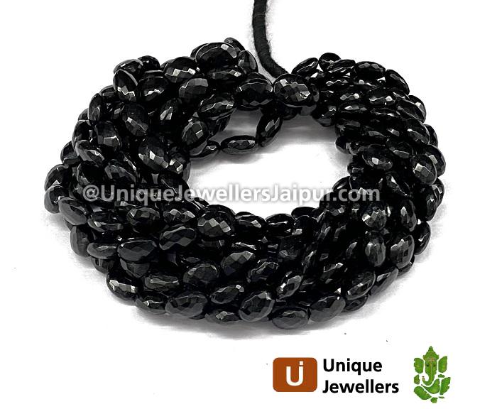 Black Spinel Faceted Oval Beads
