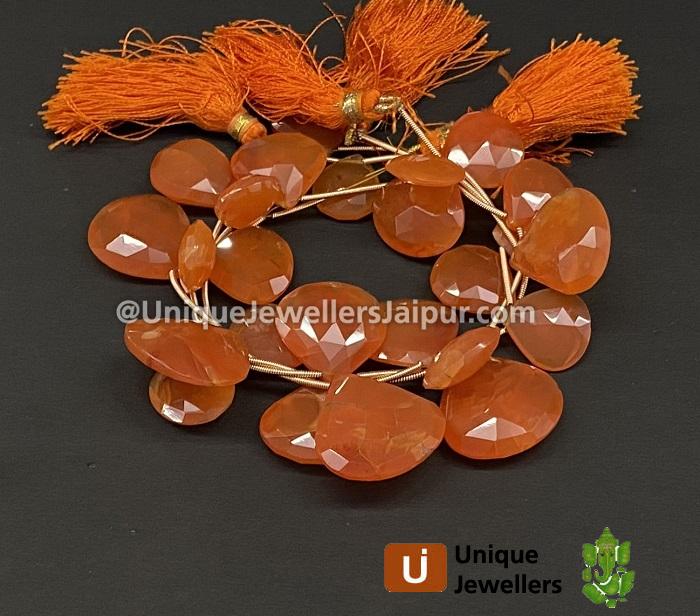 Carnelian Briollete Heart Beads