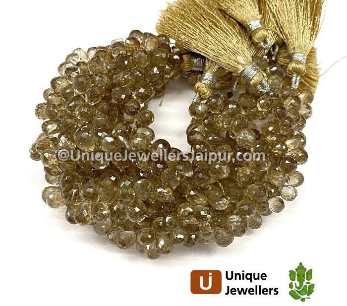 Coffee Quartz Faceted Drop Beads