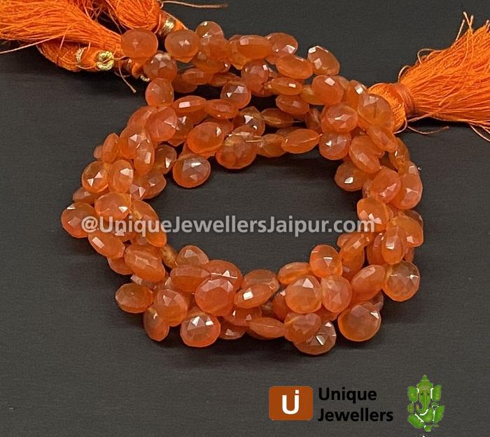 Carnelian Briollete Heart Beads