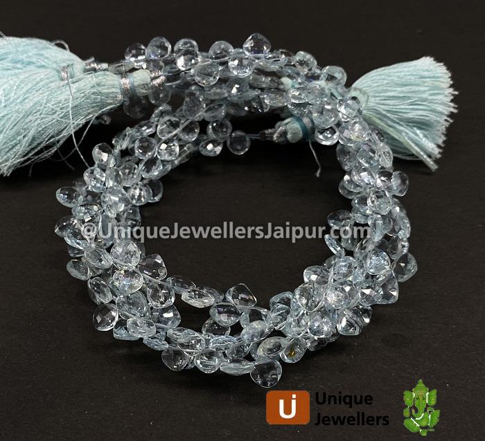 Aquamarine Faceted Cushion Beads