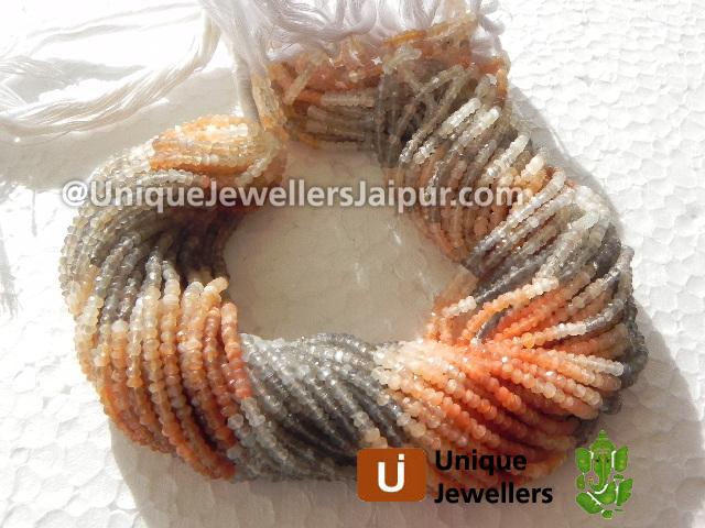 Multi Moonstone Faceted Roundelle Beads