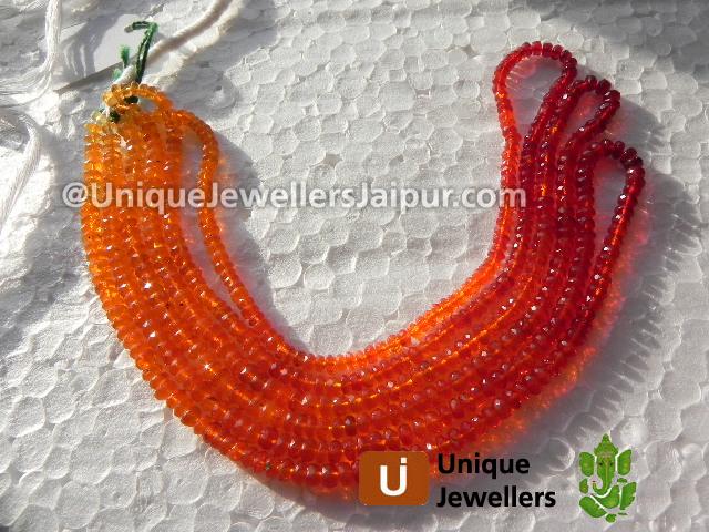 Fire Opal Faceted Roundelle Beads