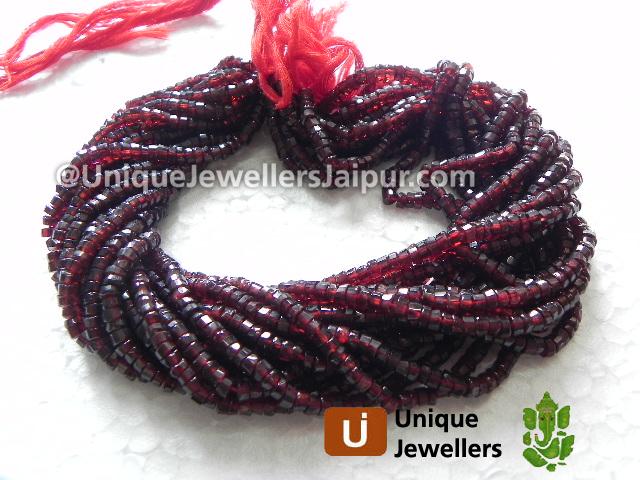 Garnet Faceted Tyre Beads