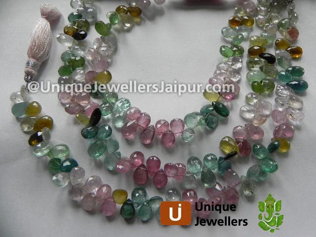 Afghani Tourmaline Faceted Pear Beads