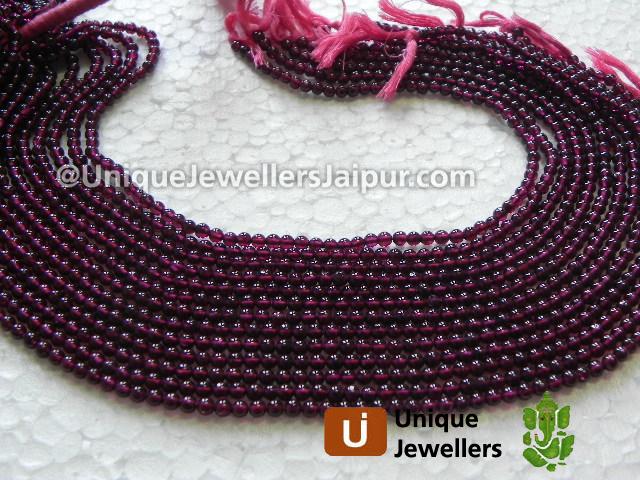 Garnet Plain Round Beads