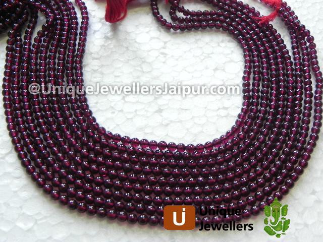 Garnet Plain Round Beads