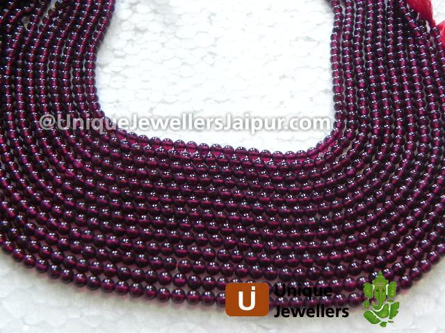 Garnet Plain Round Beads