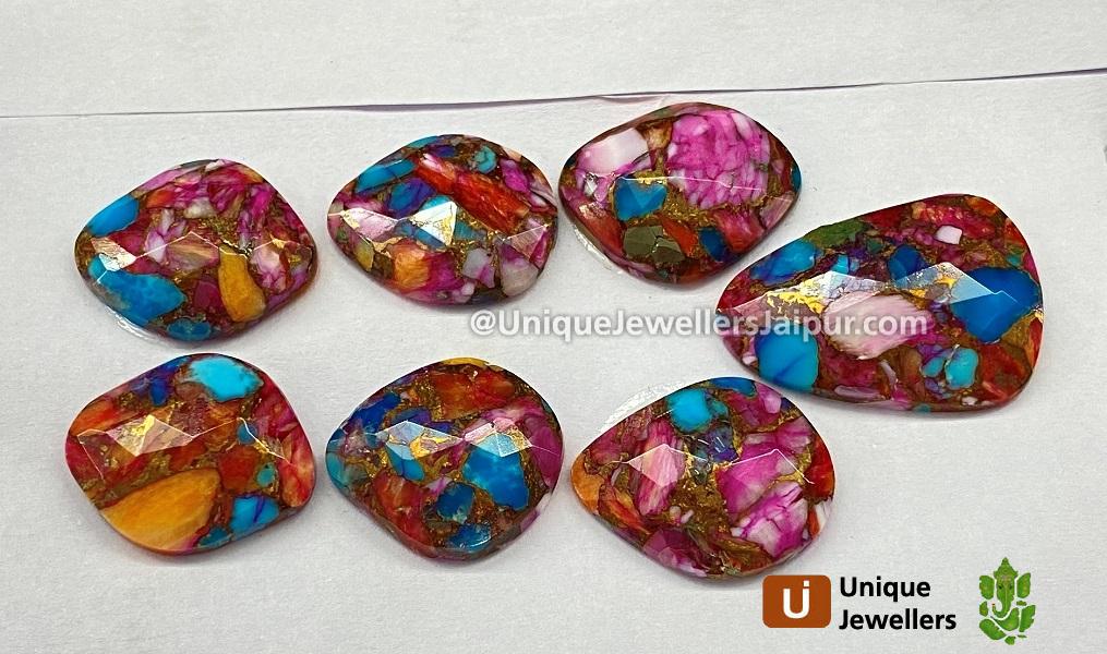 Spiny Oyester Turquoise Rose Cut slices