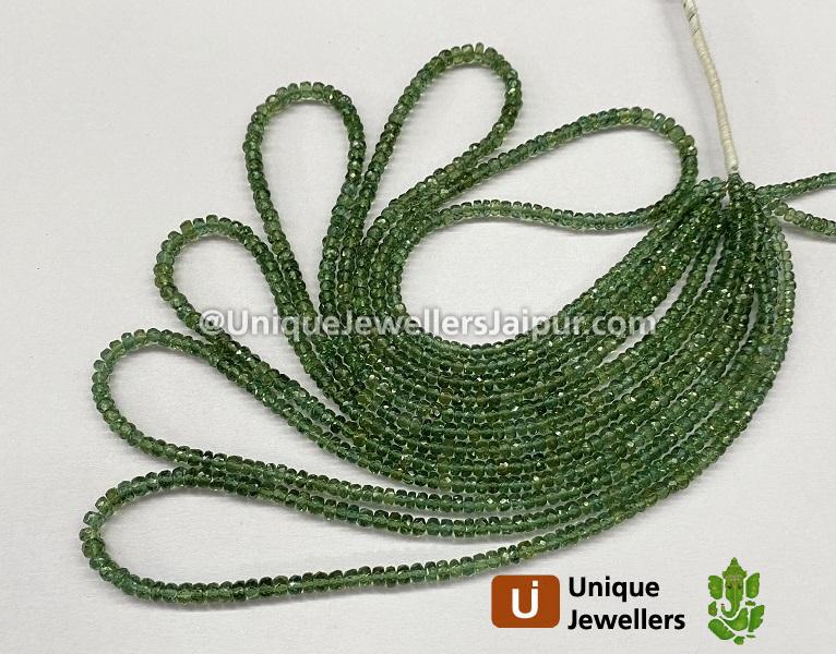 Green Apatite Small Faceted Roundelle Beads