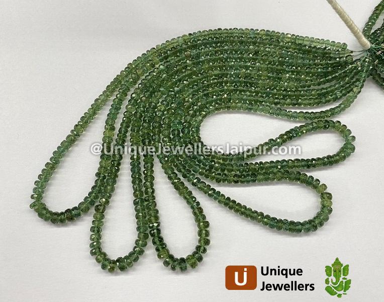 Green Apatite Far Faceted Roundelle Beads