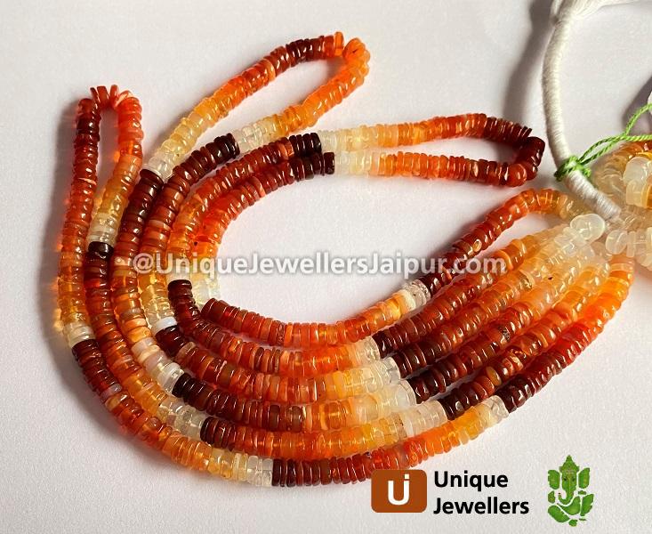 Fire Opal Smooth Tyre Beads