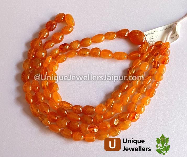 Mandarin Garnet Smooth Oval Beads