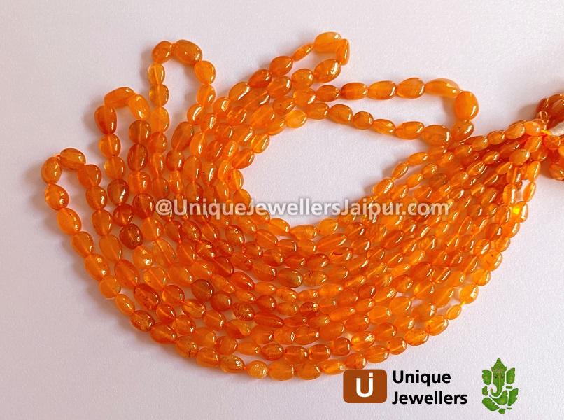 Mandarin Garnet Smooth Oval Beads