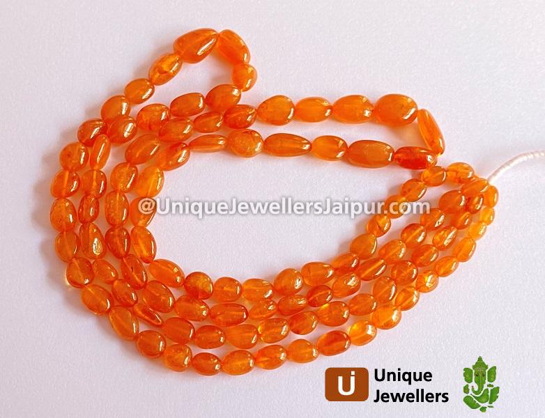 Mandarin Garnet Smooth Oval Beads