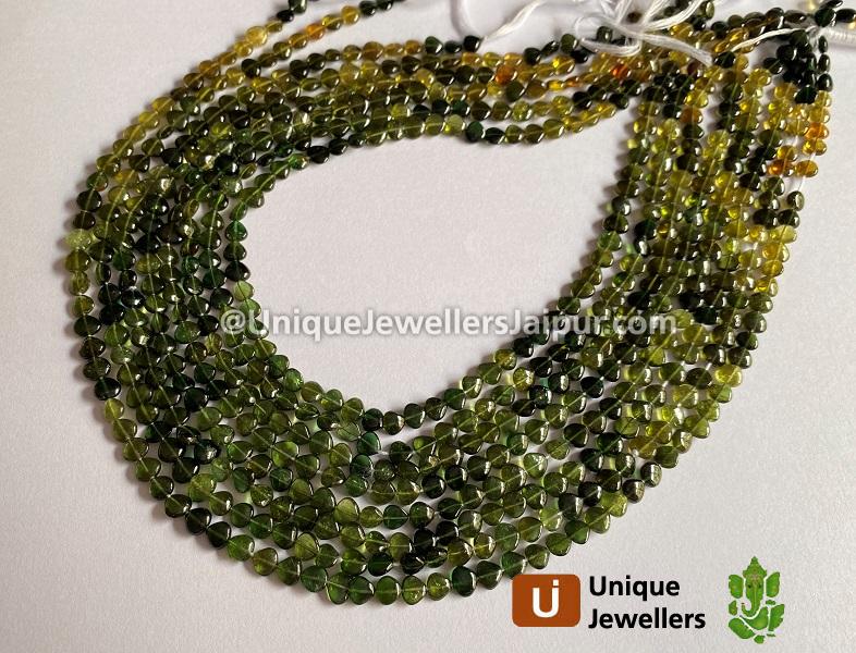 Chrome Green Tourmaline Smooth Heart Beads