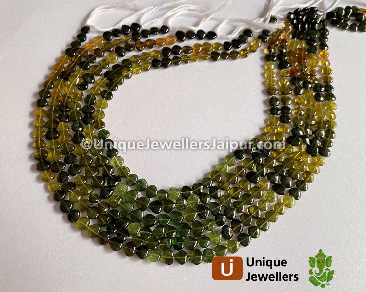 Chrome Green Tourmaline Smooth Heart Beads