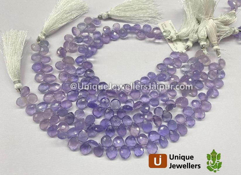 Purple Fluorite Faceted Pear Beads
