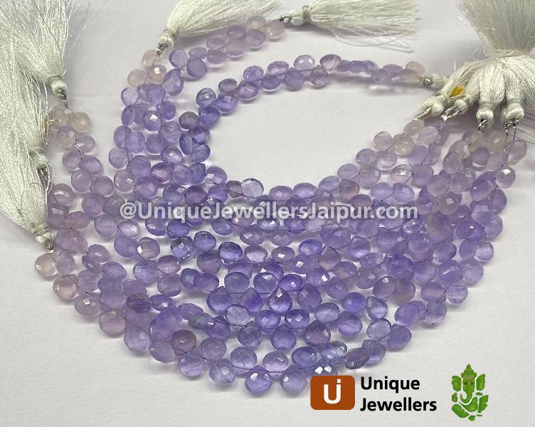 Purple Fluorite Faceted Heart Beads