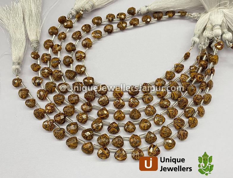 Jasmine Jasper Faceted Heart Beads