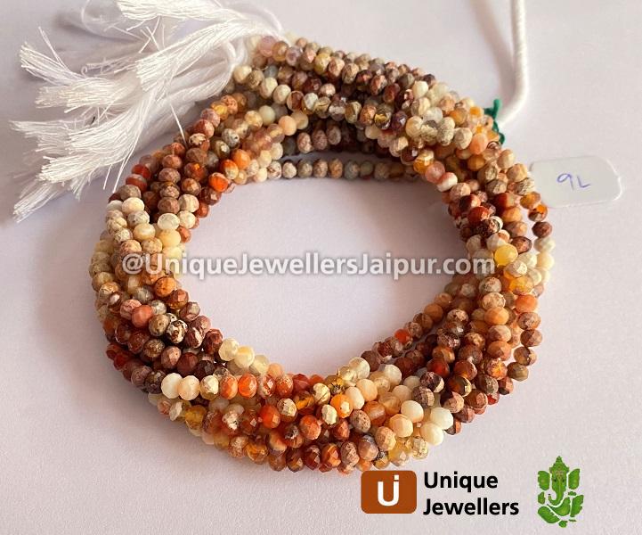 Fire Opal Faceted Roundelle Beads