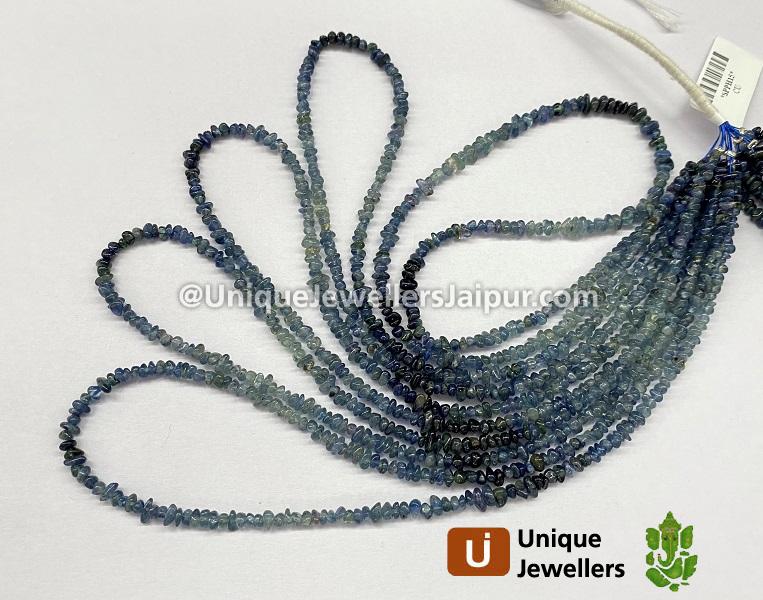 Blue Sapphire Shaded Smooth Chips Beads