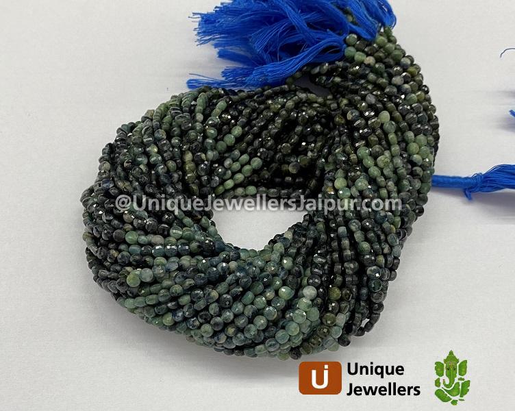 Blue Tourmaline Shaded Faceted Coin Beads