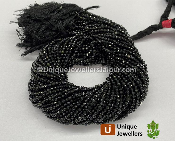 Black Tourmaline Faceted Round Beads