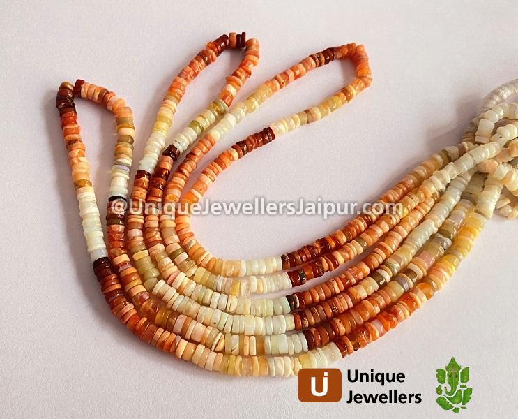 Fire Opal Smooth Tyre Beads