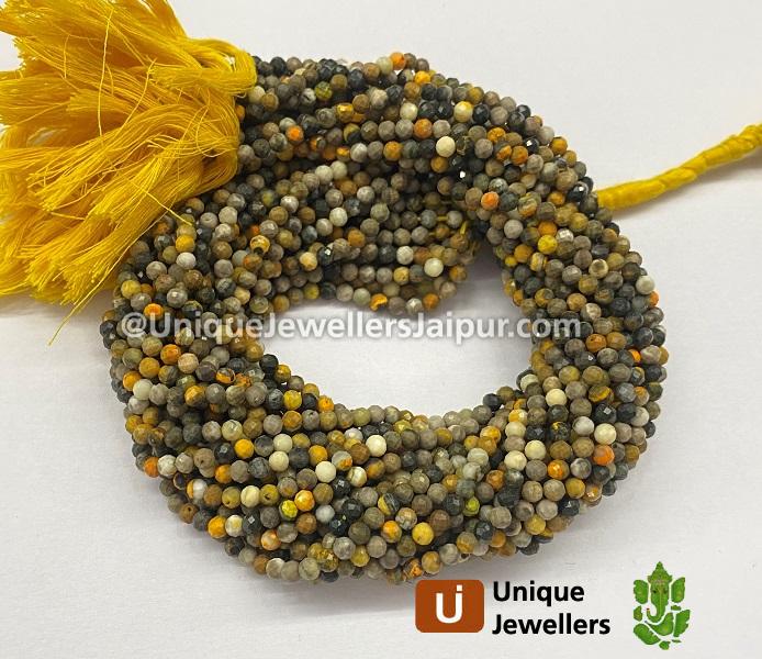 Bumble Bee Jasper Faceted Round Beads