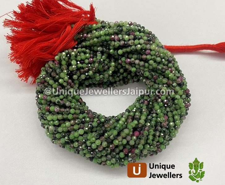 Ruby Zoisite Faceted Round Beads