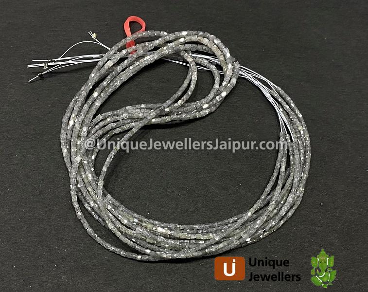 Grey Diamond Faceted Cylinder Beads