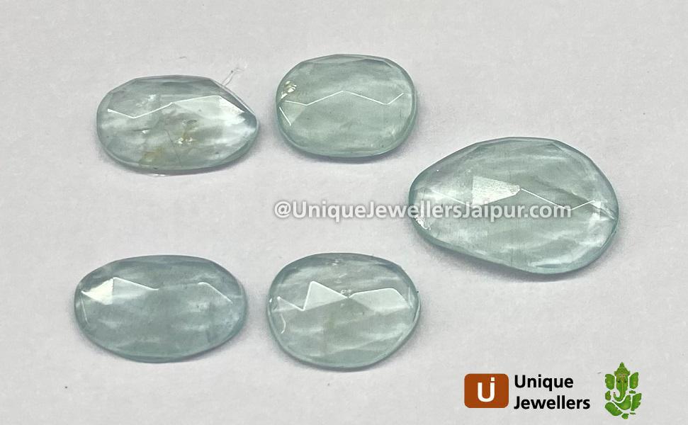 Milky Aquamarine Rose Cut Slices