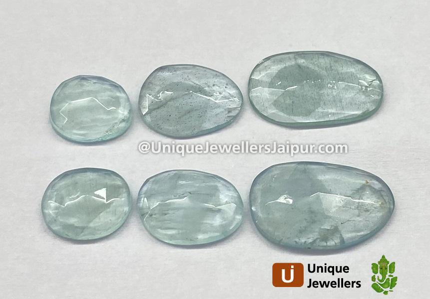 Milky Aquamarine Rose Cut Slices