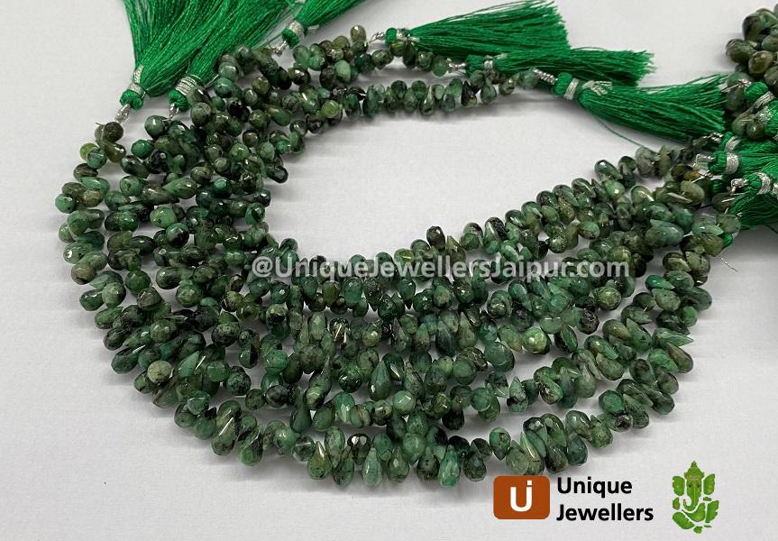 Emerald Faceted Drops Beads