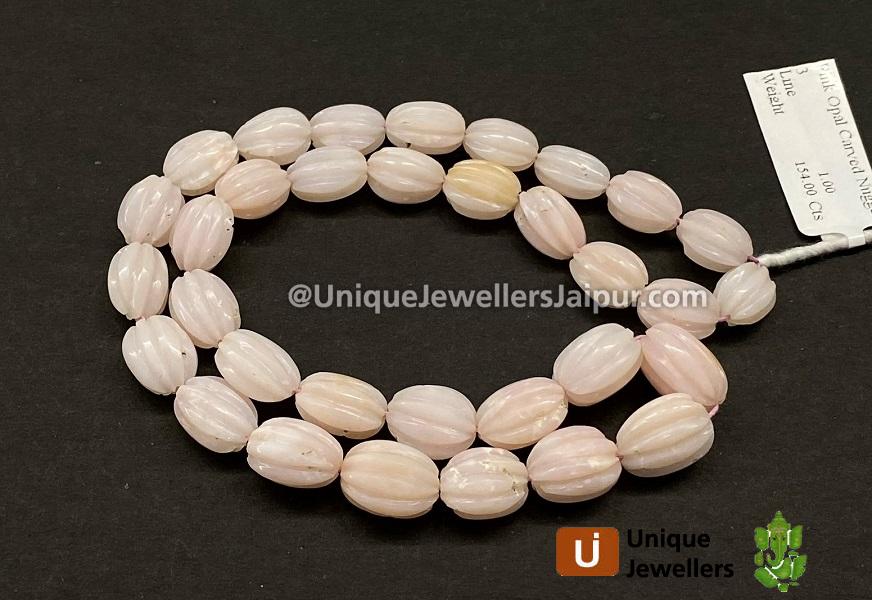 Pink Opal Carved Nuggets Beads