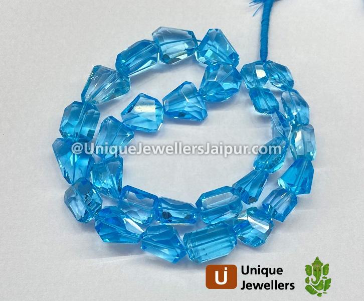 Sky Blue Topaz Faceted Nuggets Beads