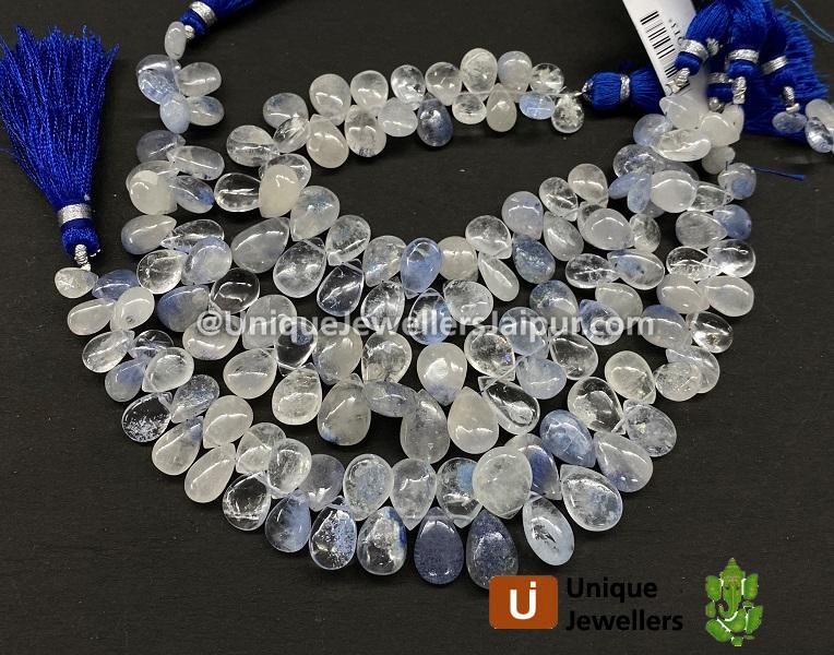 Dumortierite Quartz Smooth Pear Beads