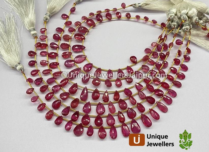 Ruby Faceted Pear Beads