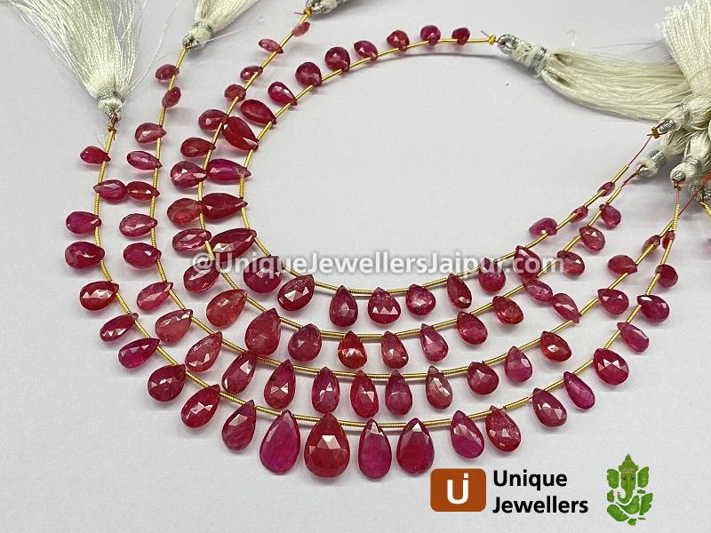 Ruby Faceted Pear Beads